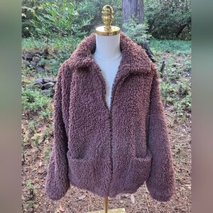 FARROW‎ Anthropologie Plum Teddy Jacket Size Large